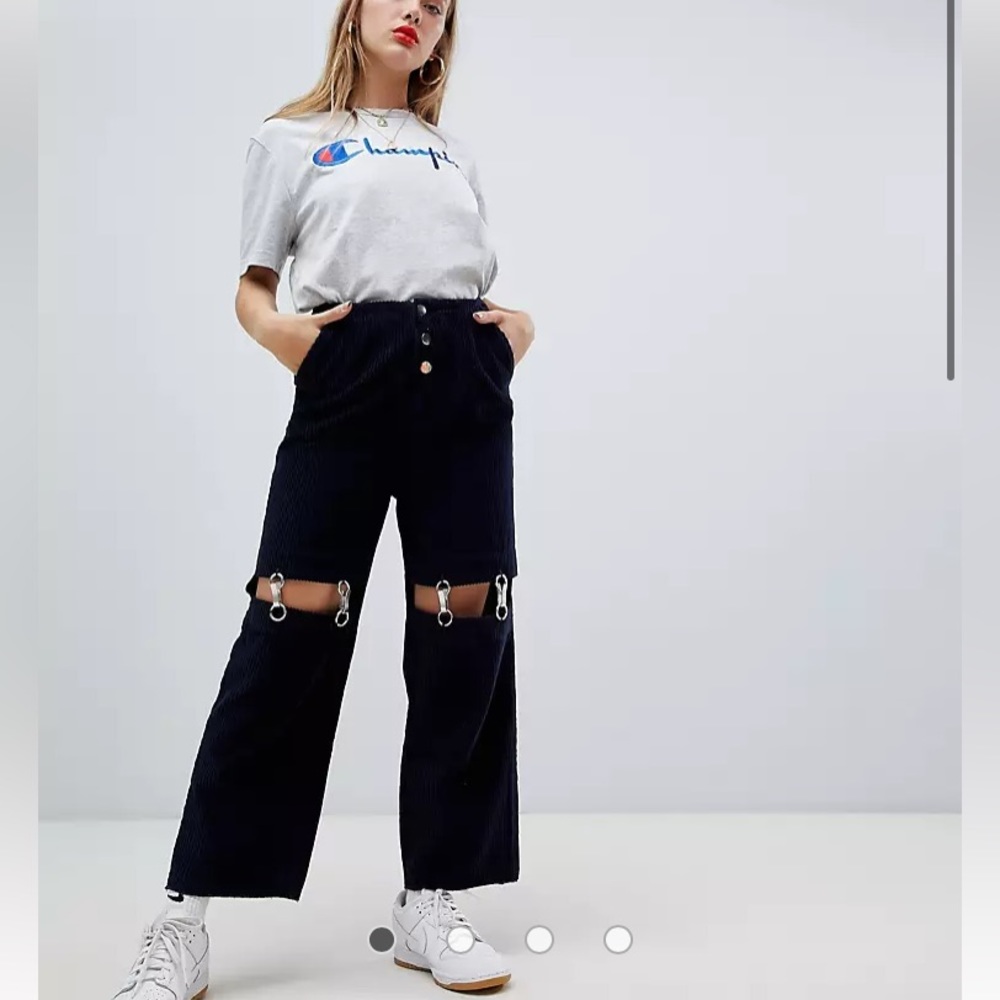 ASOS DESIGN CORDUROY PANTS DETACHABLE METAL SUSPENDERS